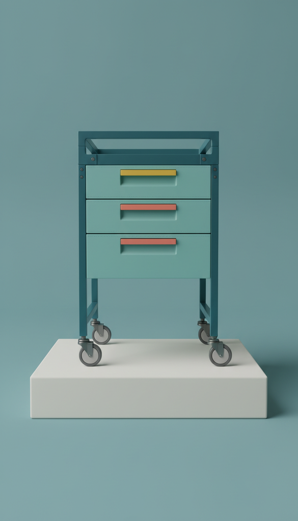Mobile Supply Cart with Locking Metal Drawers